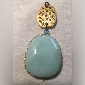 Pretty Mint Green Pendant Gold Color Trim